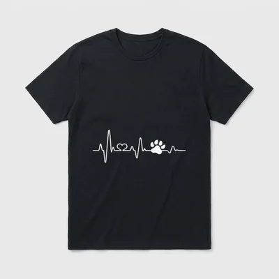 Hundepfote Herzschlag Hund Hundeliebhaber T-Shirt – Klassisches T-Shirt in Schwarz