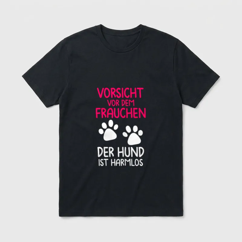 Vorsicht Vor Dem Frauchen Lustige Hundesprüche T-Shirt – Klassisches T-Shirt in Schwarz
