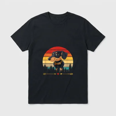 Vintage Dachshund Sunset Dog T-Shirt – Klassisches T-Shirt in Schwarz