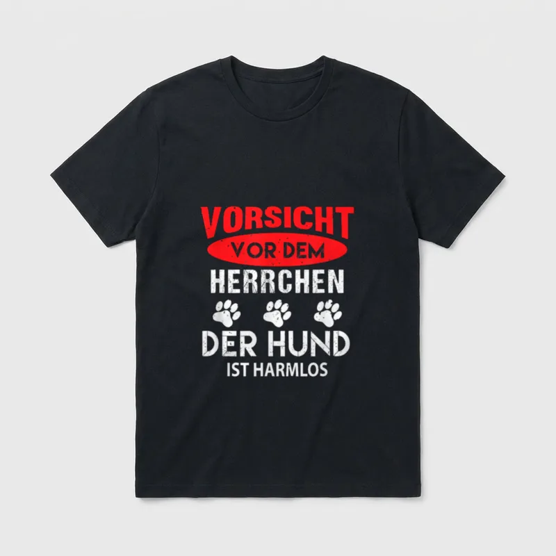 Vorsicht vor dem Herrchen T-Shirt – Klassisches T-Shirt in Schwarz