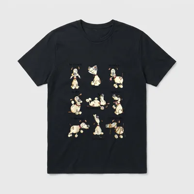 Hunde Yoga Comic T T-Shirt – Klassisches T-Shirt in Schwarz