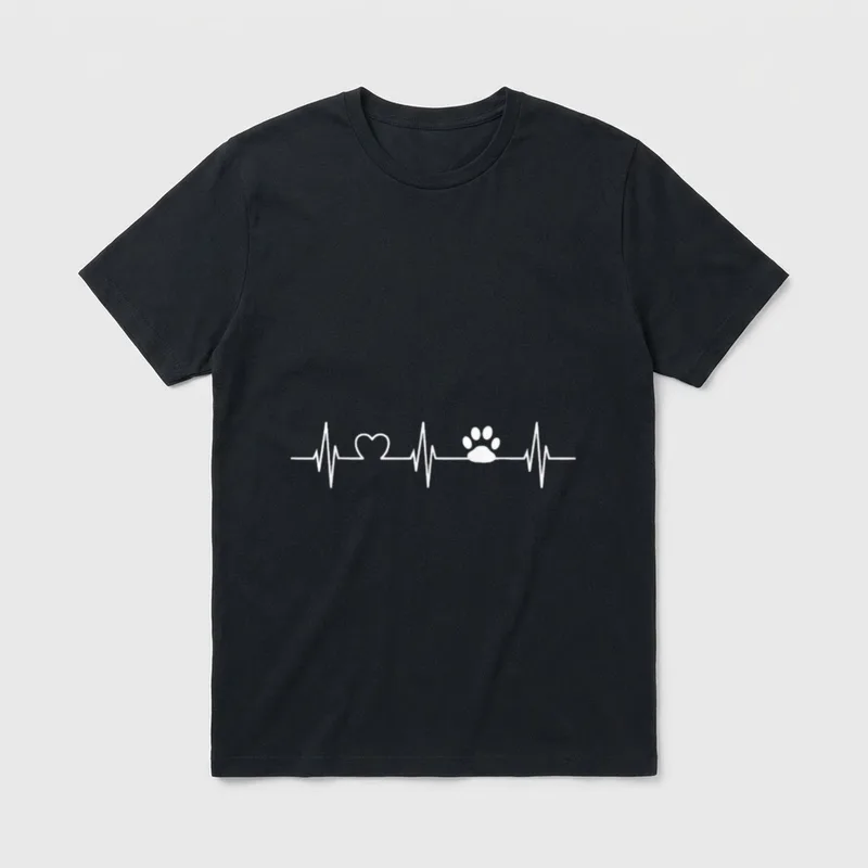 Herzschlag Pfote Hundepfote Frauchen T-Shirt – Klassisches T-Shirt in Schwarz