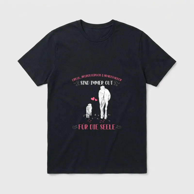 Reiter Pferd Hund Dreck T-Shirt – Klassisches T-Shirt in Schwarz