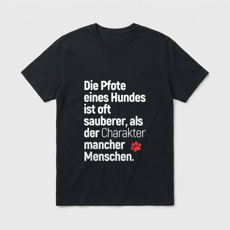 mit Hundemotiv Die Pfote T-Shirt – Klassisches T-Shirt in Schwarz