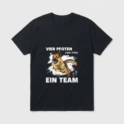 Vier Pfoten zwei Füße T-Shirt – Klassisches T-Shirt in Schwarz