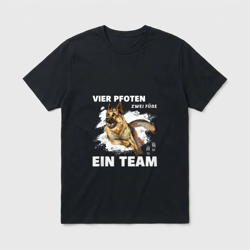 Vier Pfoten zwei Füße T-Shirt – Klassisches T-Shirt in Schwarz