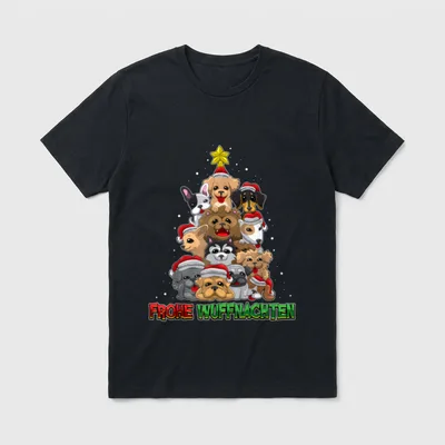Frohe Wuffnachten Fröhliche Weihnachten T-Shirt – Klassisches T-Shirt in Schwarz