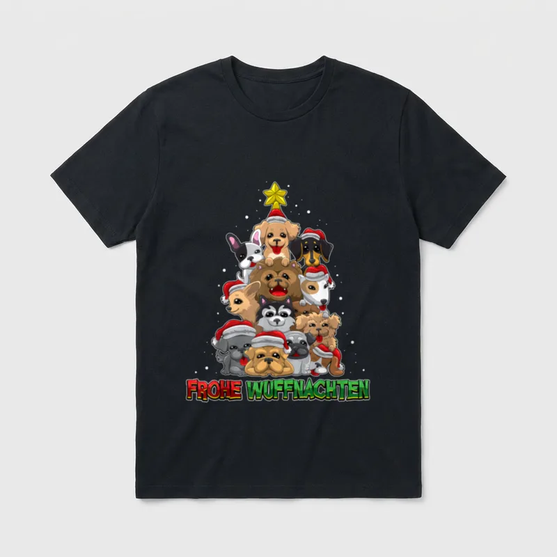 Frohe Wuffnachten Fröhliche Weihnachten T-Shirt – Klassisches T-Shirt in Schwarz