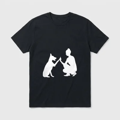 Hund Und Frauchen Beste T-Shirt – Weiße Silhouette Frau und Hund geben sich Highfive – Klassisches T-Shirt in Schwarz