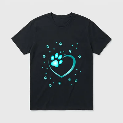 Herz mit Pfote eines T-Shirt – Klassisches T-Shirt in Schwarz