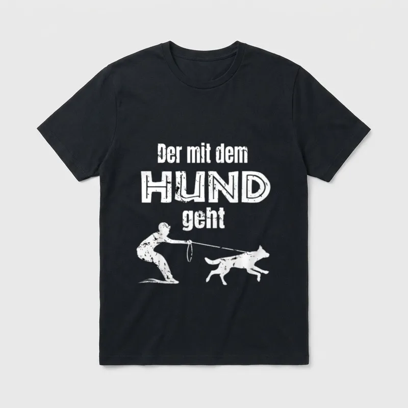 Der mit dem Hund T-Shirt 0094 – Klassisches T-Shirt in Schwarz