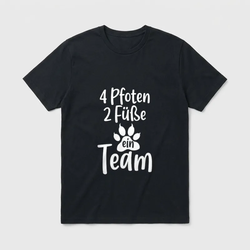Vier Pfoten zwei Füße Lustige Hundesprüche T-Shirt – Klassisches T-Shirt in Schwarz