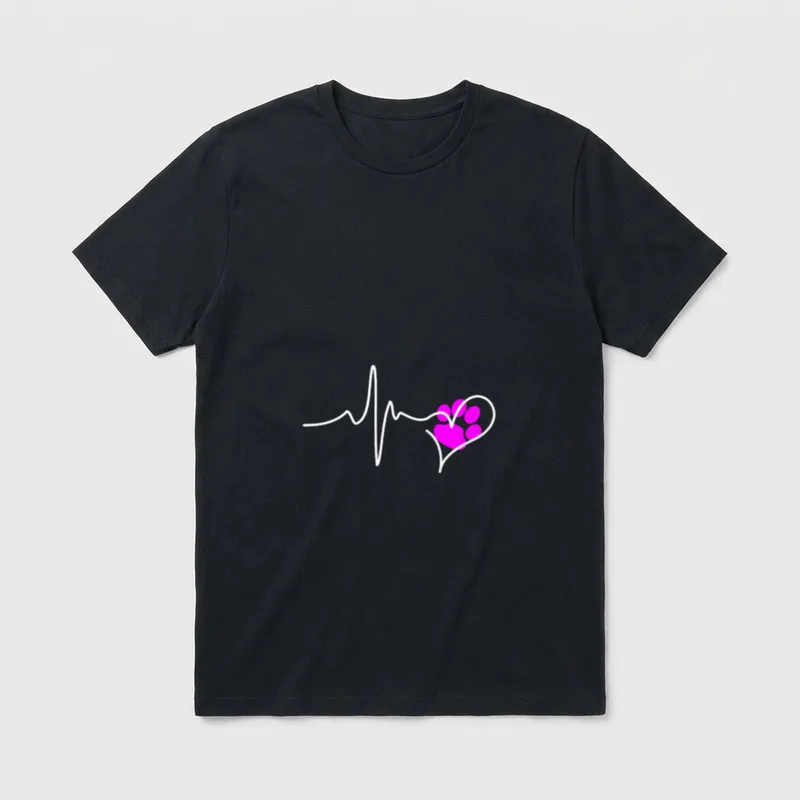 Hundebesitzer Hundepfote mit Ekg T-Shirt – Klassisches T-Shirt in Schwarz