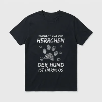 Vorsicht Vor Dem Herrchen Lustige Hundesprüche T-Shirt – Klassisches T-Shirt in Schwarz
