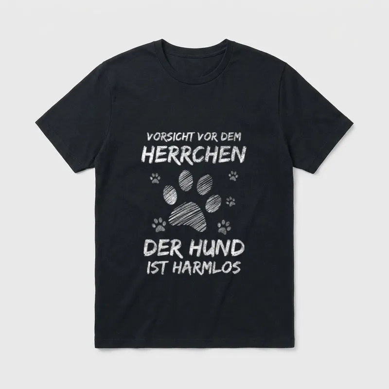 Vorsicht Vor Dem Herrchen Lustige Hundesprüche T-Shirt – Klassisches T-Shirt in Schwarz