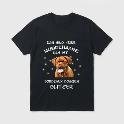Bordeaux Dogge Seele Lustiges T-Shirt – Bordeaux-Dogge-Welpe mit Kette und Text über Glitzer – Klassisches T-Shirt in Schwarz