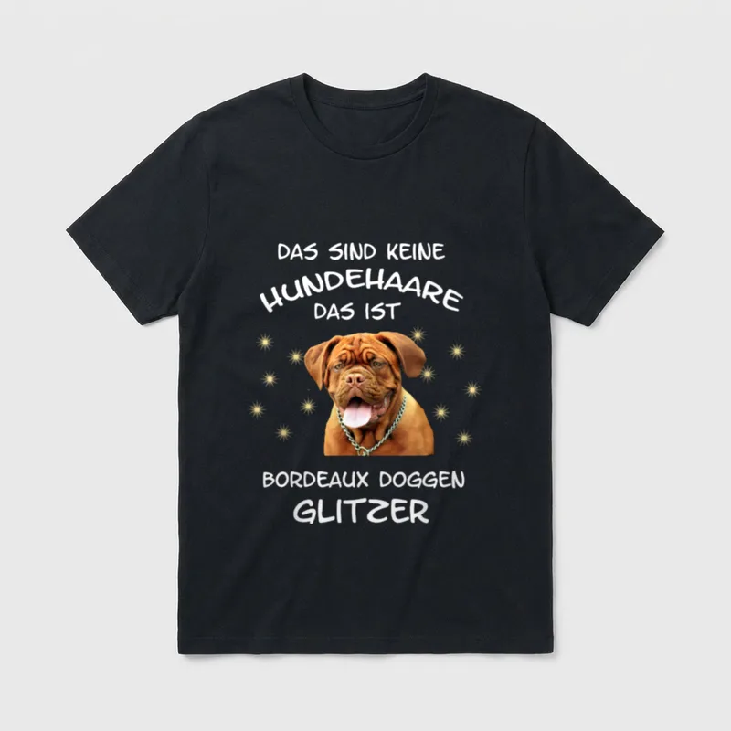 Bordeaux Dogge Seele Lustiges T-Shirt – Bordeaux-Dogge-Welpe mit Kette und Text über Glitzer – Klassisches T-Shirt in Schwarz