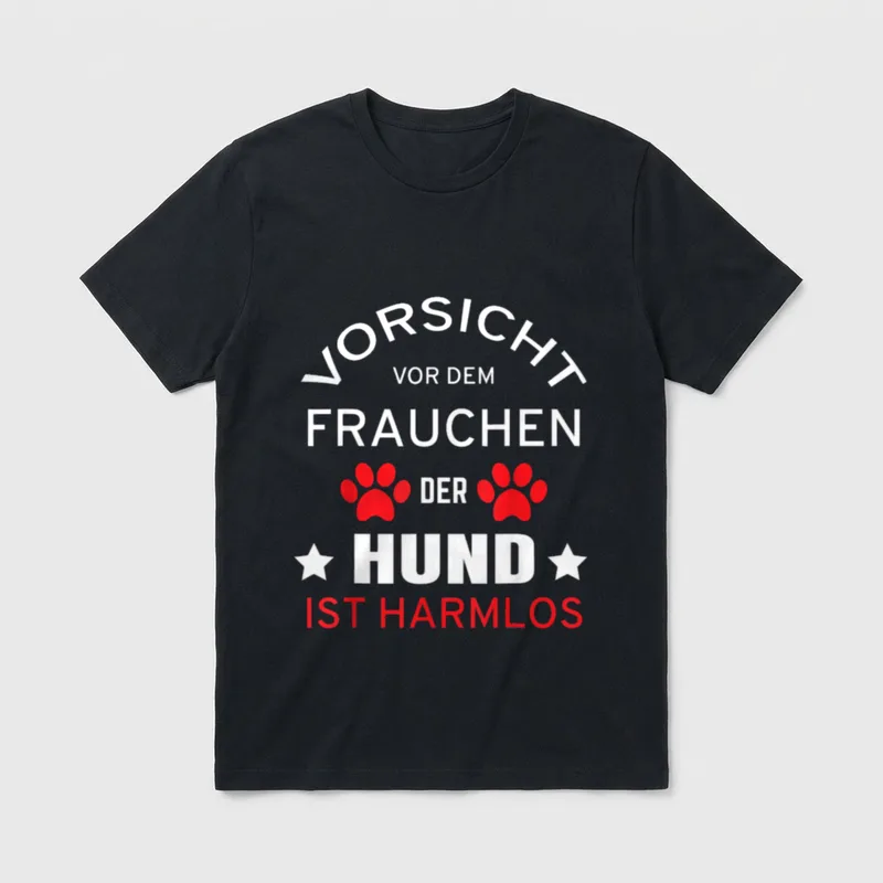 Vorsicht Vor Dem Frauchen T-Shirt 0125 – Klassisches T-Shirt in Schwarz