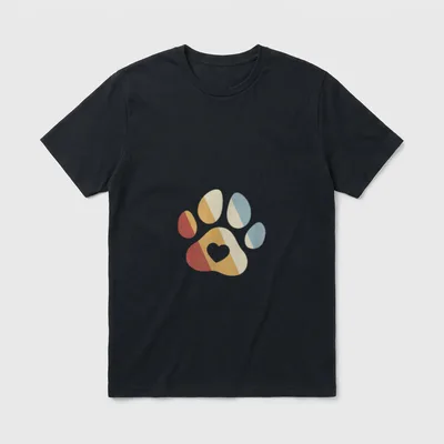 Vintage Pfotenabdruck Herz Retro T-Shirt – Klassisches T-Shirt in Schwarz