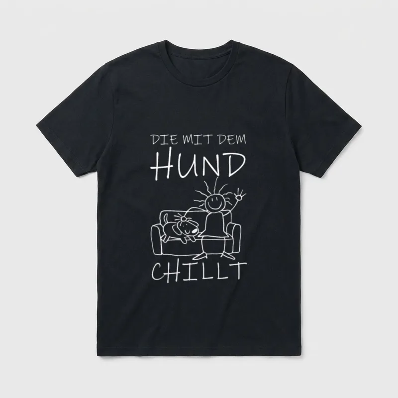 Die mit dem Hund T-Shirt 0136 – Klassisches T-Shirt in Schwarz