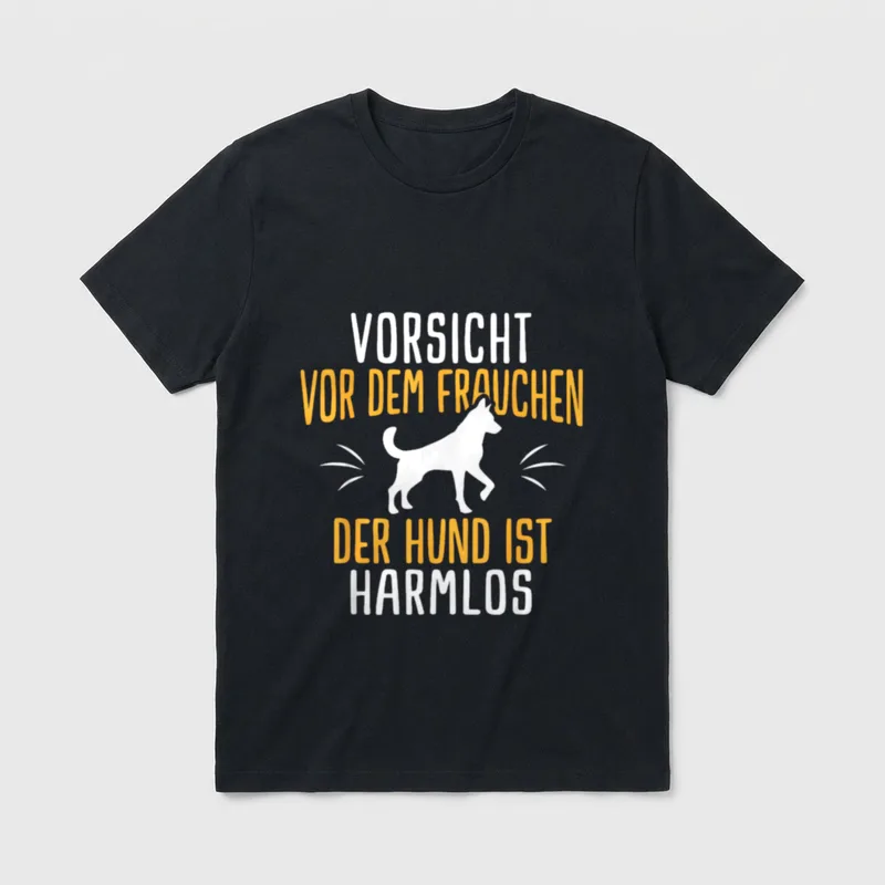 Vorsicht Vor Dem Frauchen Hund T-Shirt – Klassisches T-Shirt in Schwarz