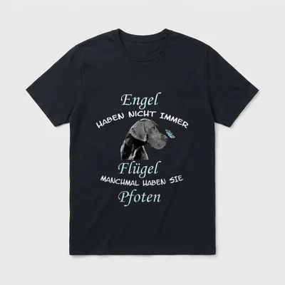Deutsche Dogge Engel Flügel T-Shirt – Hundemotiv mit Spruch Engel haben nicht immer Flügel – Klassisches T-Shirt in Schwarz