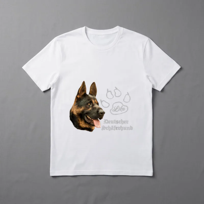 Deutscher Schäferhund mit Hundepfote T-Shirt – Klassisches T-Shirt in Schwarz