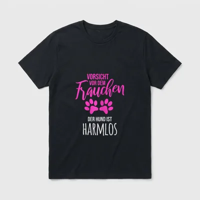 Vorsicht vor dem Frauchen Hundebesitzerin T-Shirt – Klassisches T-Shirt in Schwarz