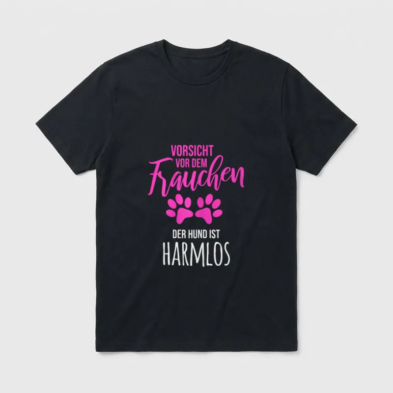 Vorsicht vor dem Frauchen Hundebesitzerin T-Shirt – Klassisches T-Shirt in Schwarz
