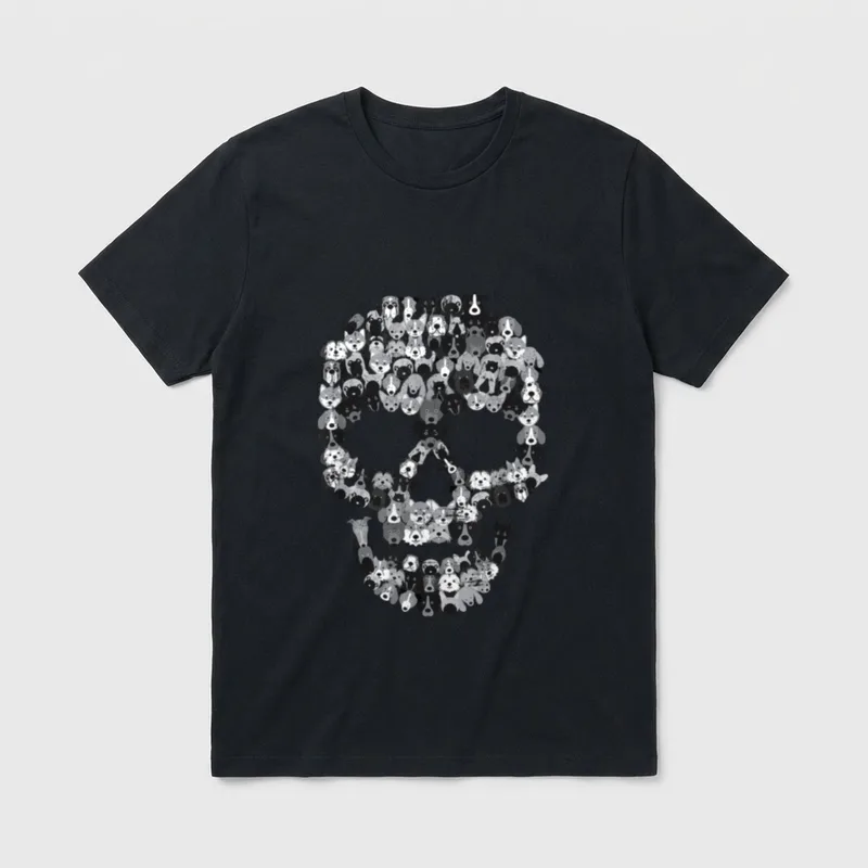 Hund Totenkopf Gruseliger Schädel T-Shirt – Klassisches T-Shirt in Schwarz