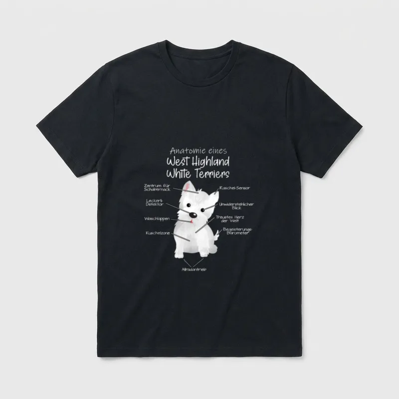 Anatomie eines West Highland T-Shirt – Klassisches T-Shirt in Schwarz