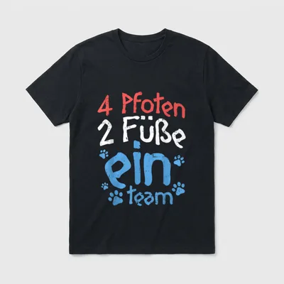 Hund und Herrchen Ein Team T-Shirt – Klassisches T-Shirt in Schwarz