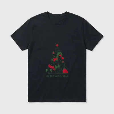 Merry Woofmas Fröhliche Weihnachten T-Shirt – Klassisches T-Shirt in Schwarz