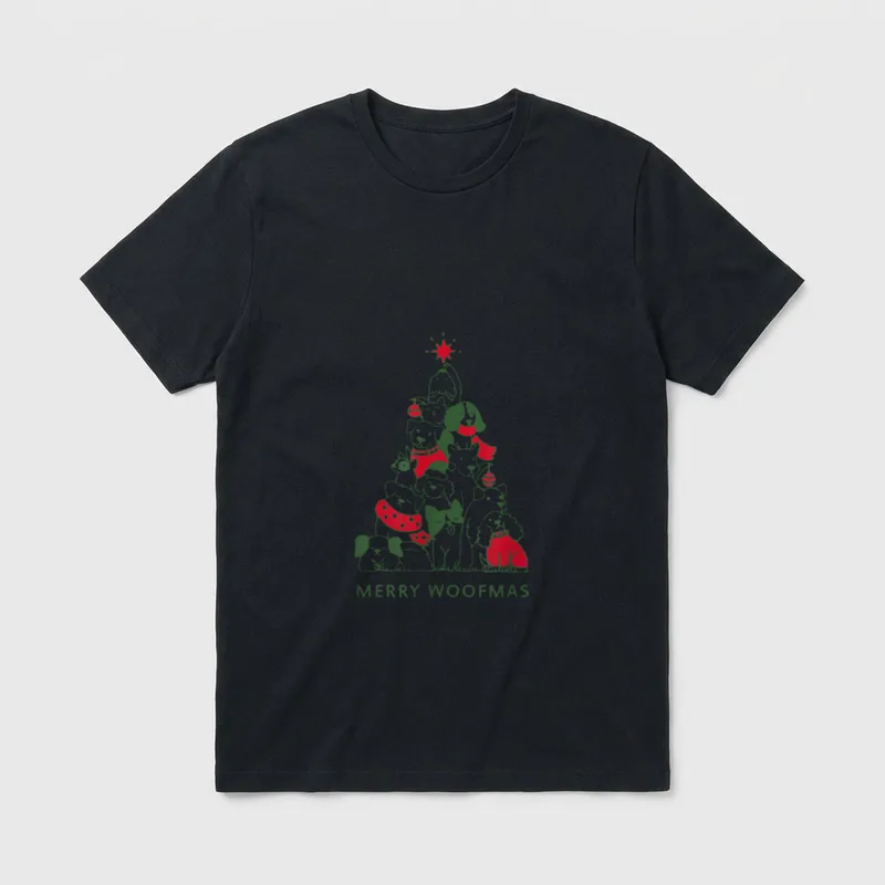 Merry Woofmas Fröhliche Weihnachten T-Shirt – Klassisches T-Shirt in Schwarz