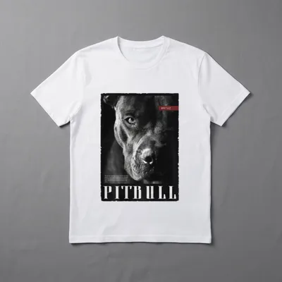 Wild Dog Terrier Bulldog T-Shirt – Pitbull Porträt mit #RTUZ Label und großem Schriftzug – Klassisches T-Shirt in Schwarz