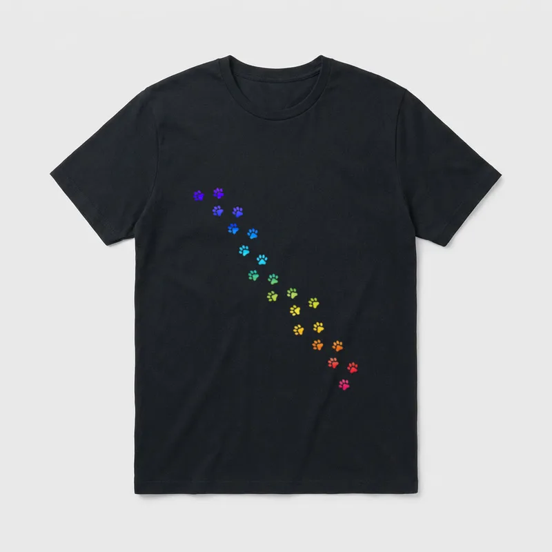 Regenbogen Hundepfoten für Hundefreunde T-Shirt – Klassisches T-Shirt in Schwarz
