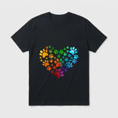 Pfoten Herz Pfotenabdruck Hunde T-Shirt – Klassisches T-Shirt in Schwarz