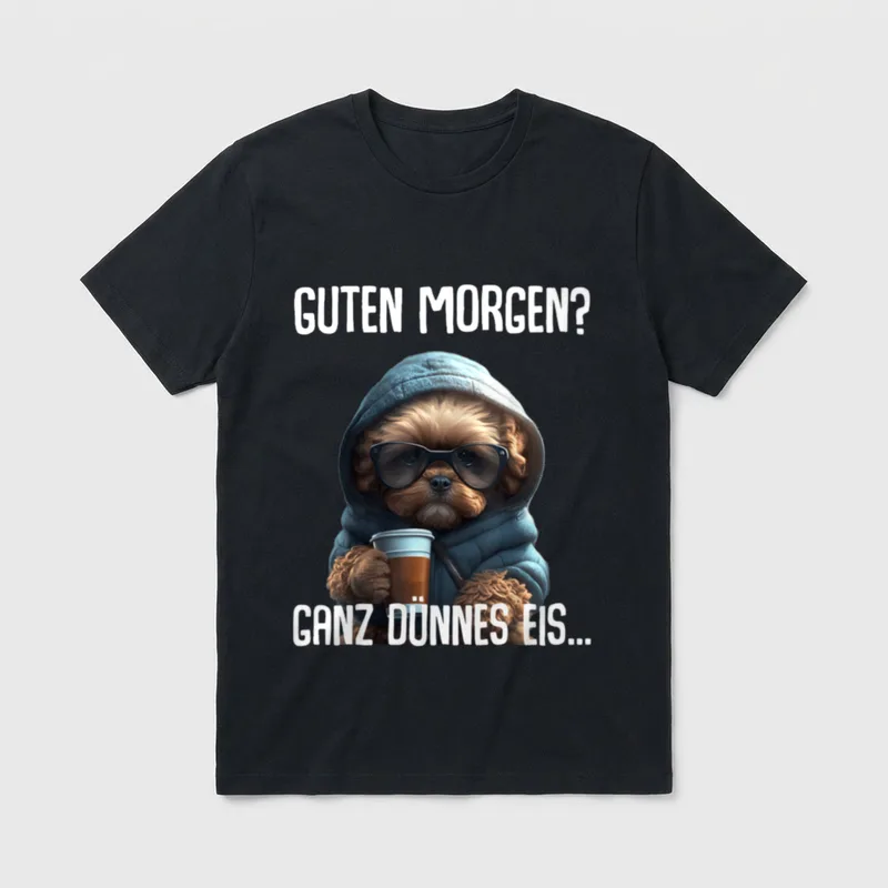 Guten Morgen Ganz Dünnes T-Shirt 0187 – Klassisches T-Shirt in Schwarz