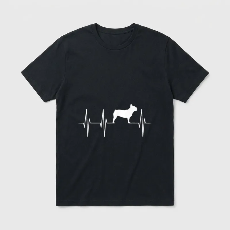 Französische Bulldogge Hund Herzschlag T-Shirt – Klassisches T-Shirt in Schwarz