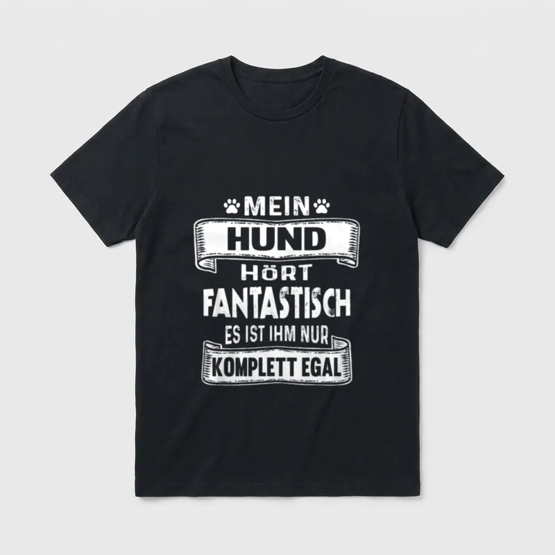 Mein Hund hört fantastisch T-Shirt – Klassisches T-Shirt in Schwarz