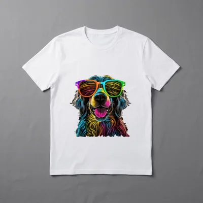 Hund farbenfroher cooler Hundekopf T-Shirt – Klassisches T-Shirt in Schwarz