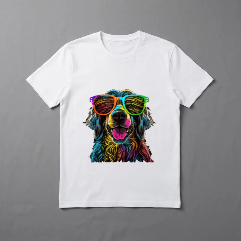 Hund farbenfroher cooler Hundekopf T-Shirt – Klassisches T-Shirt in Schwarz
