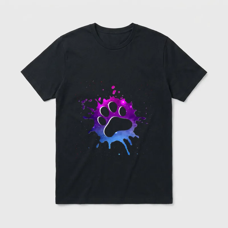 Bunter Hundepfoten Abdruck Pfote T-Shirt – Klassisches T-Shirt in Schwarz