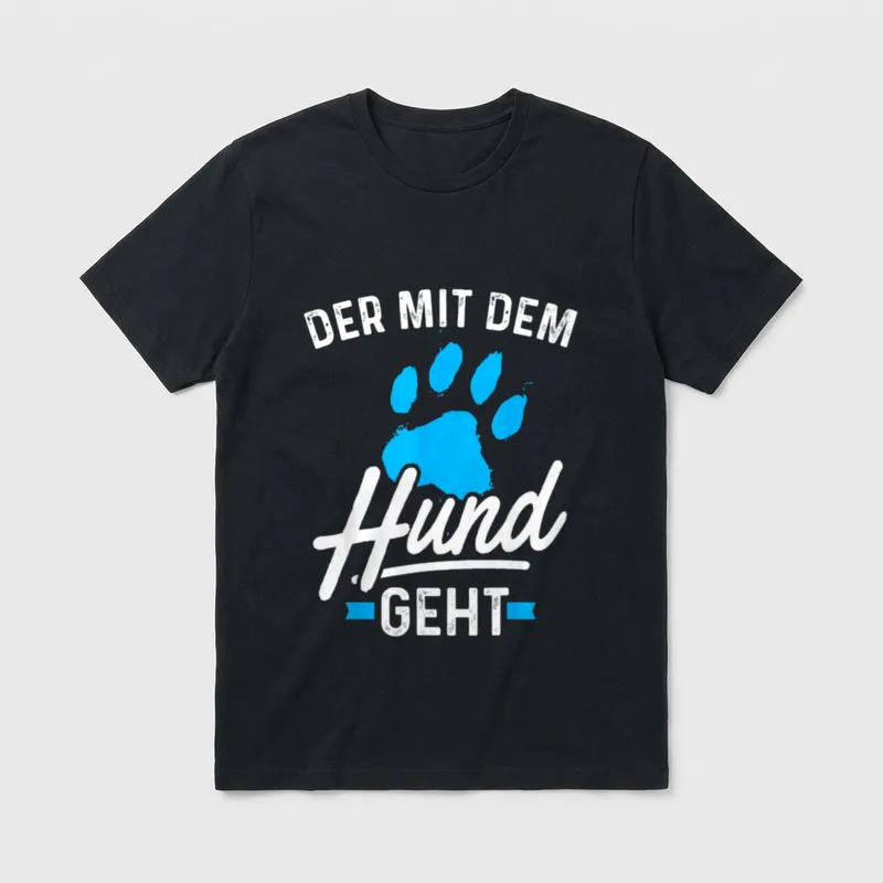 Der mit dem Hund T-Shirt 0238 – Klassisches T-Shirt in Schwarz