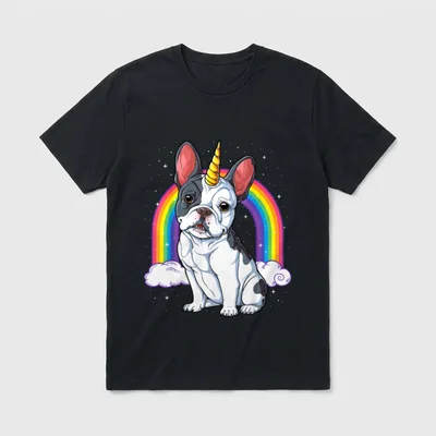Frenchicorn Französische Bulldogge Einhorn T-Shirt – Klassisches T-Shirt in Schwarz