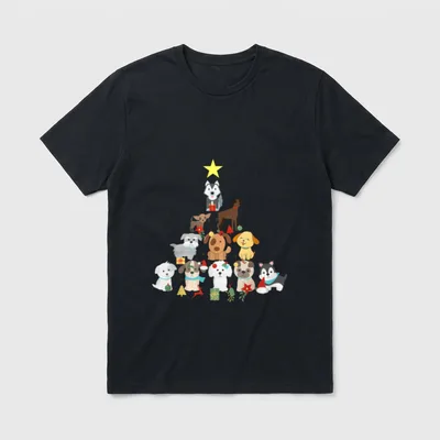 Hundebaum Weihnachten Nett Familien T-Shirt – Klassisches T-Shirt in Schwarz