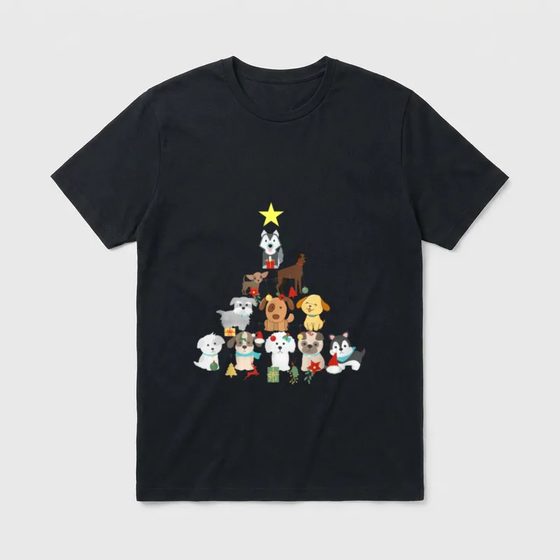Hundebaum Weihnachten Nett Familien T-Shirt – Klassisches T-Shirt in Schwarz