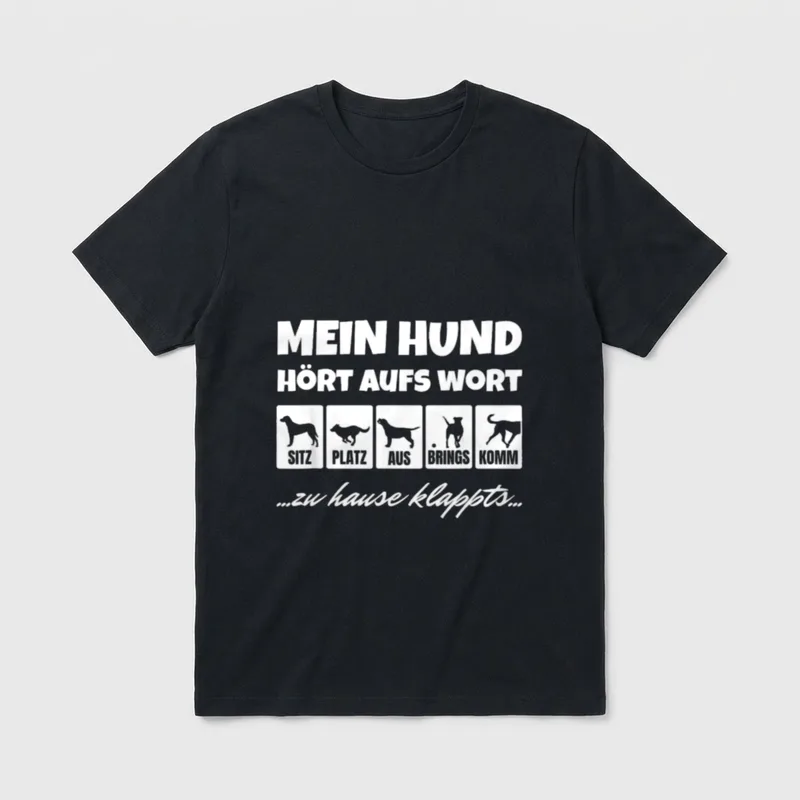 Mein Hund hört aufs T-Shirt 0255 – Klassisches T-Shirt in Schwarz
