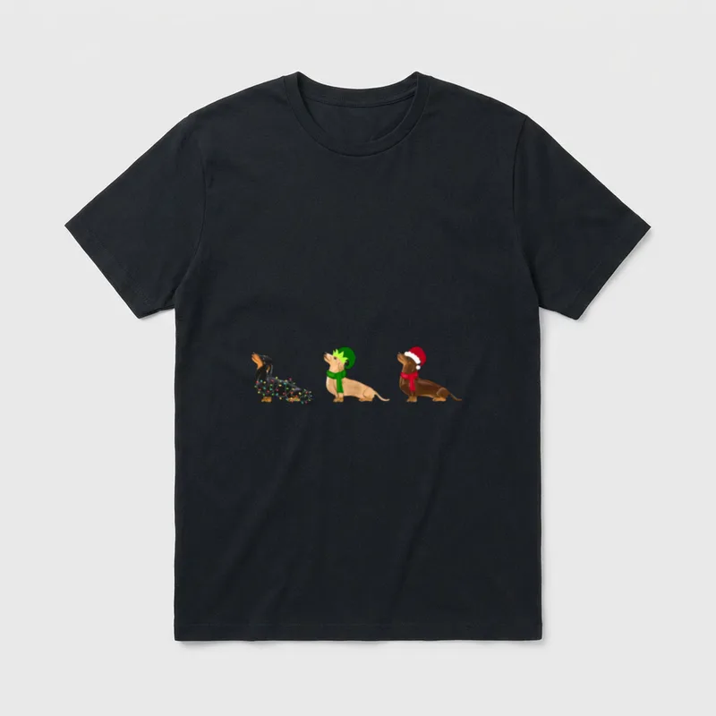 Doggy xmas Niedlicher Weihnachtsdackel T-Shirt – Klassisches T-Shirt in Schwarz