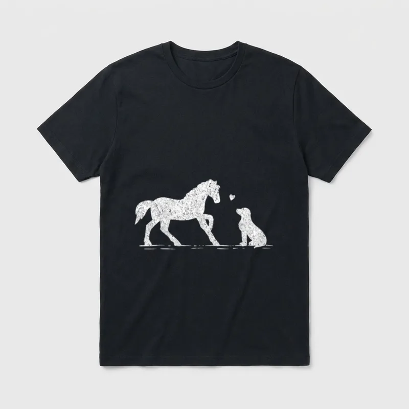 Pferde Hunde Reitstall T-Shirt – Klassisches T-Shirt in Schwarz